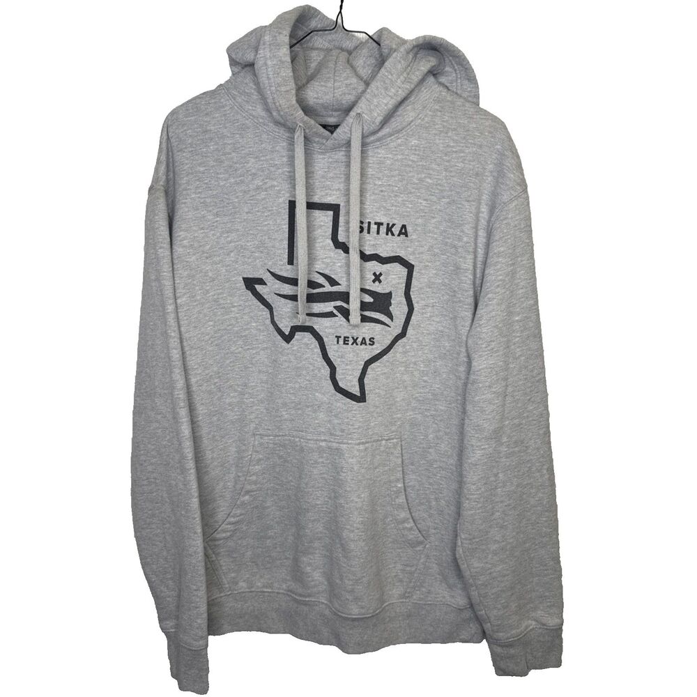 Sitka Mens Texas State Pullover Hoodie Sweatshirt Size Large L Gray Fleece Graph